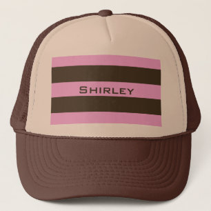 Pink And Chocolate Brown Wide Stripes by STaylor Trucker Hat