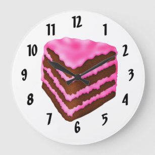 Pink and Chocolate Cake Large Clock