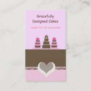 Pink and Chocolate Designer Cakes Business Card