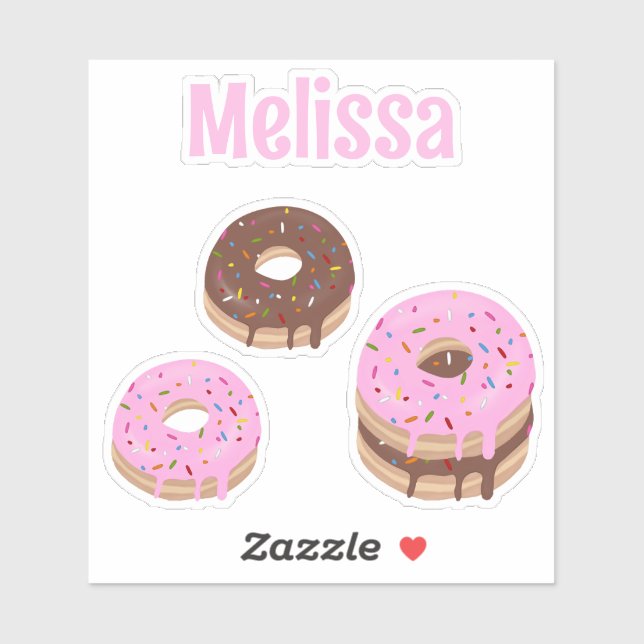 Pink and Chocolate Doughnuts Custom Name Vinyl Cut (Sheet)