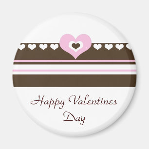 Pink and Chocolate Hearts Valentines Day Magnet