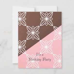 Pink and Chocolate Modern Birthday Invitation