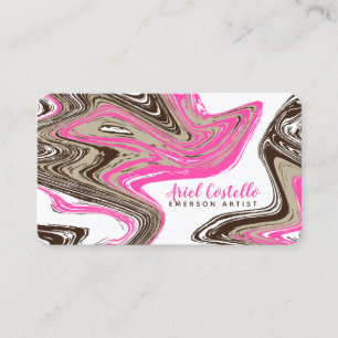 pink and chocolate strokes business card