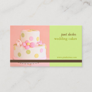 Pink and Chocolate wedding cake business cards