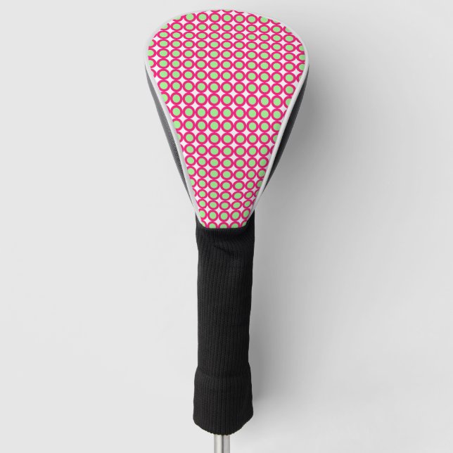 Pink and Circles Green Golf Head Cover (Front)