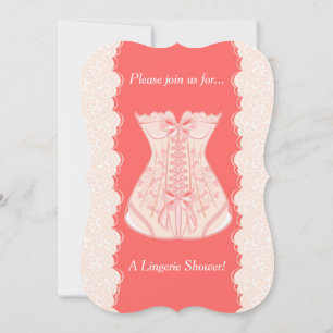Pink And Coral Corset Lingerie Shower Invitation