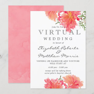 Pink and Coral Dahlias Virtual Wedding Invitation