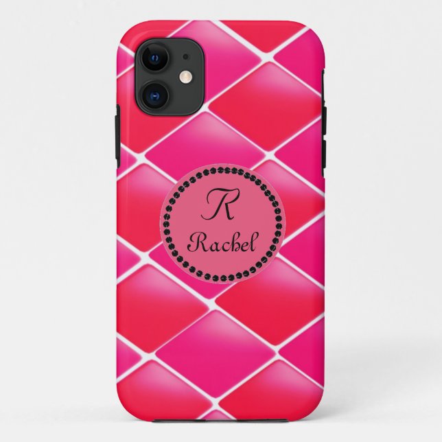 Pink and Coral Diamonds With Monogram Case-Mate iPhone Case (Back)