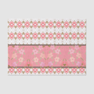 Pink And Coral Floral Design Tissue Paper
