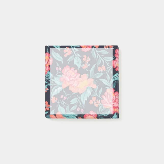 Pink and Coral Flowers Post-it Notes (Front)