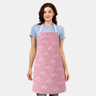 Pink and Coral Fractal Art Pattern Apron