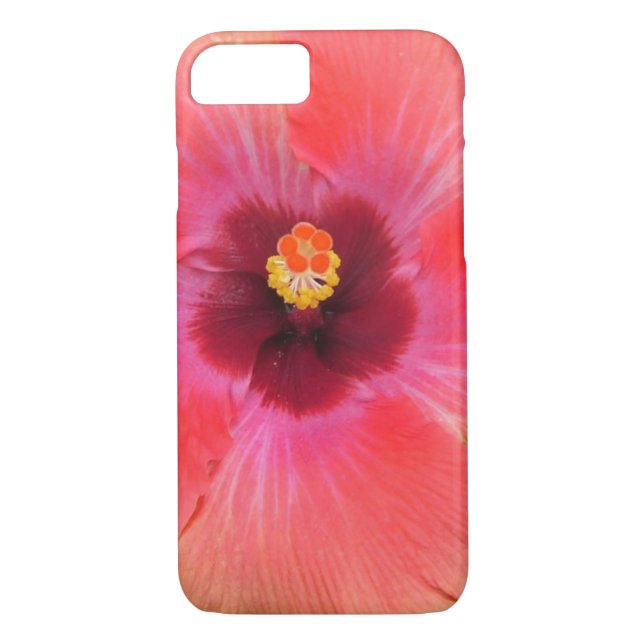 Pink and Coral Hibiscus Phone Case (Back)
