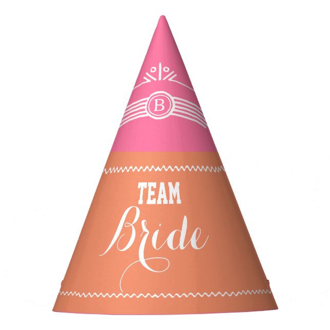 Pink and Coral Team Bride party hat (Front)