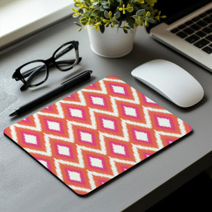 Pink and Coral Tribal Ikat Mouse Mat