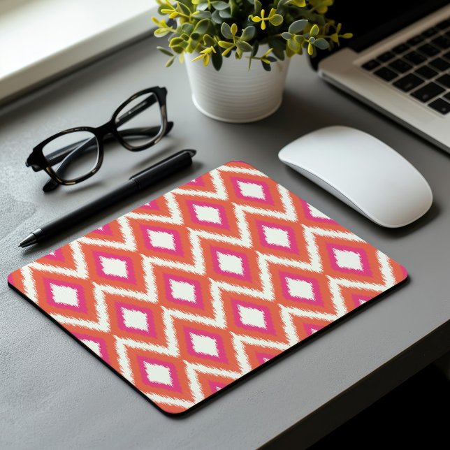 Pink and Coral Tribal Ikat Mouse Mat (Creator Uploaded)