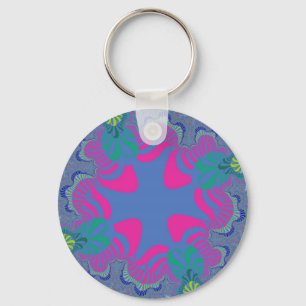 Pink and Cornflower Blue Cross Key Ring