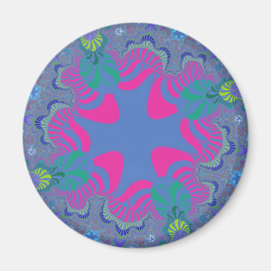 Pink and Cornflower Blue Cross Magnet
