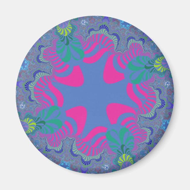 Pink and Cornflower Blue Cross Magnet (Front)