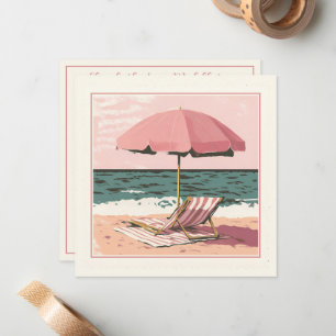 Pink and Cream Beach Chair and Umbrella Card