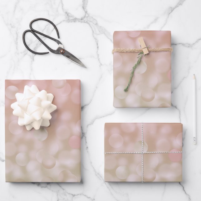 Pink and cream bokeh gift wrap paper (Front)