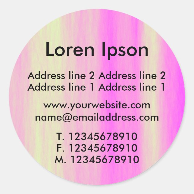 Pink and Cream Business / Profile Classic Round Sticker (Front)