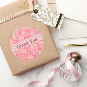 Pink and Cream Carnation Vintage Print Classic Round Sticker