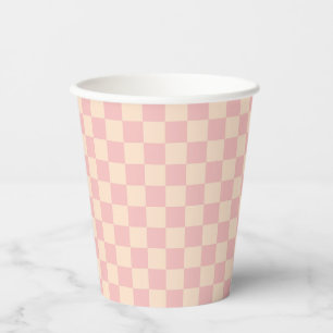 Pink and Cream Chequerboard Paper Cups