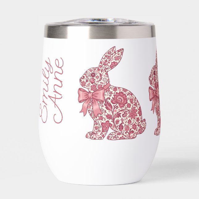 Pink and Cream Chinoiserie Easter Rabbit (Front)