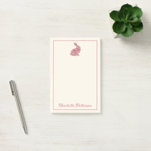 Pink and Cream Chinoiserie Easter Rabbit Post-it Notes
