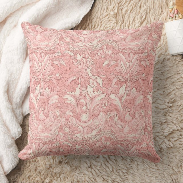 Pink and Cream Feminine Parisian Pillow (Blanket)