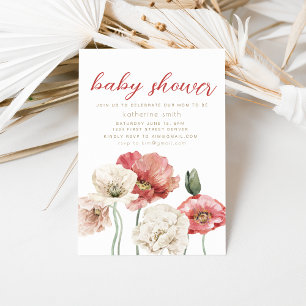 Pink and Cream Floral Baby Shower Party Invitation