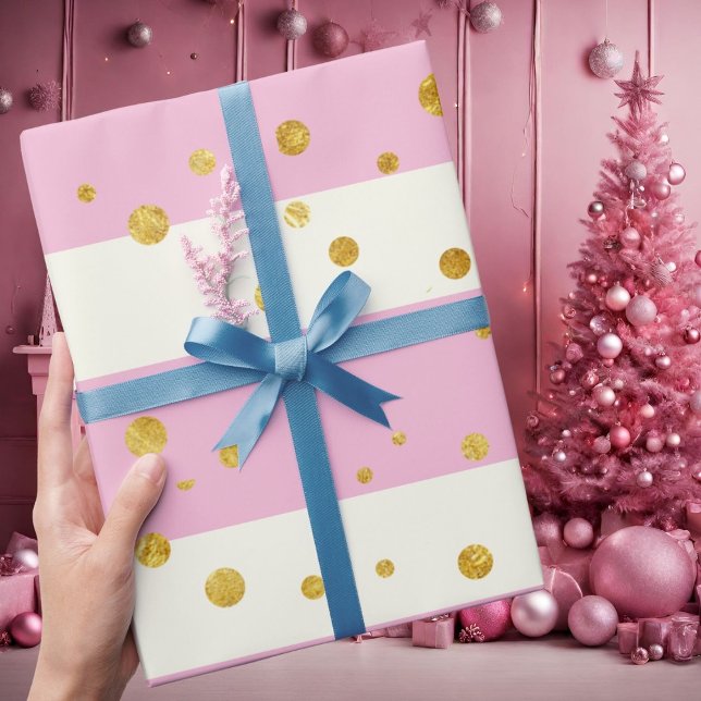Pink and Cream Glitter balls Stylish Wrapping Paper (Creator Uploaded)