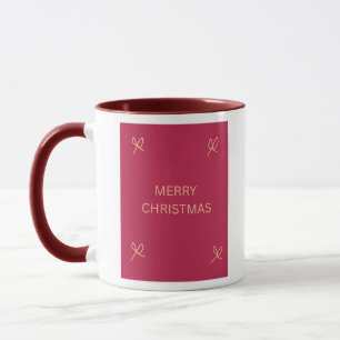 Pink and Cream Illustrated Bow Merry Christmas Mug