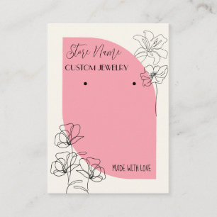 Pink  and cream jewellery earring display  business card