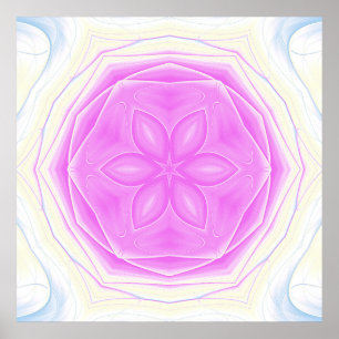 Pink and Cream kaleidoscopic Mandala Art Poster