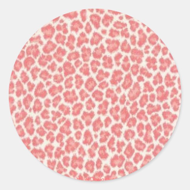 Pink and Cream Leopard Print Gifts Classic Round Sticker (Front)