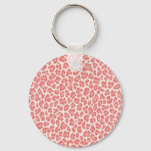 Pink and Cream Leopard Print Gifts Key Ring