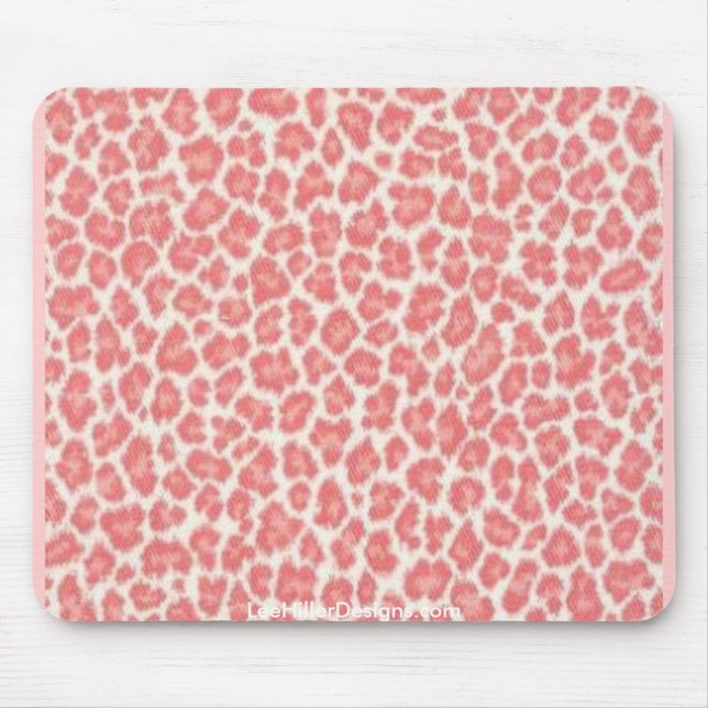 Pink and Cream Leopard Print Gifts Mouse Mat (Front)