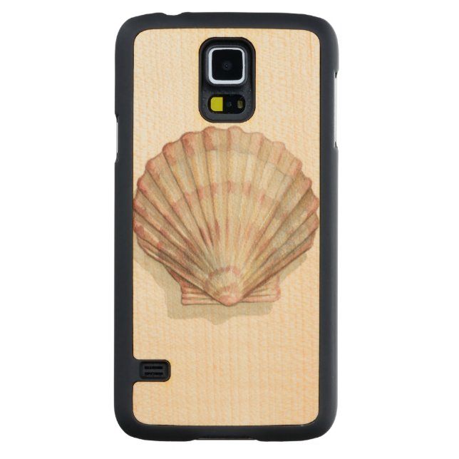 Pink and Cream Seashell Carved Maple Galaxy S5 Case (Back)