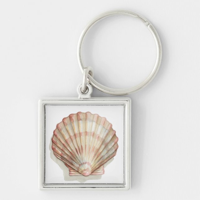 Pink and Cream Seashell Key Ring (Front)