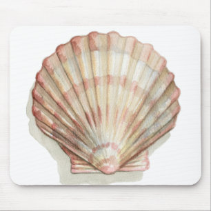 Pink and Cream Seashell Mouse Mat