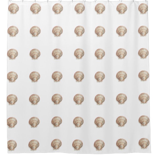 Pink and Cream Seashell Shower Curtain (Front)