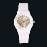 Pink and Cream Seashell Watch<br><div class="desc">Megan Meagher loves to paint pictures of the beautiful ocean collections. She captures the most natural yet beautiful offers of nature in sea life. In this classic and simple painting, it captures the simplicity of a beautiful cream and pink seashell. Get this piece of fine art print today to add...</div>