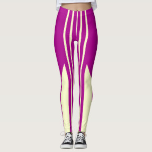 Pink and Cream stripes leggings