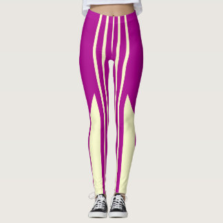Pink and Cream stripes leggings