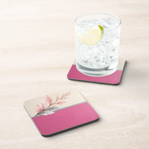 Pink and Cream Two Tone with Leaf Design Coaster