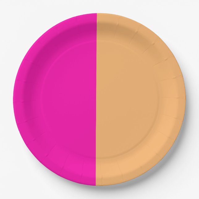 Pink And Creamsicle Orange Paper Plate (Front)