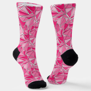 Pink and crimson geometric shapes pattern modern socks