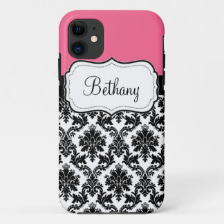 pink and damask iPhone 11 case