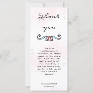 Pink and Dark blue Floral Poem Thank you card